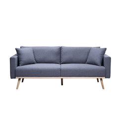 Elio Dark Gray Linen Fabric Sofa Loveseat Living Room Set with USB Charging Ports Pockets & Pillows