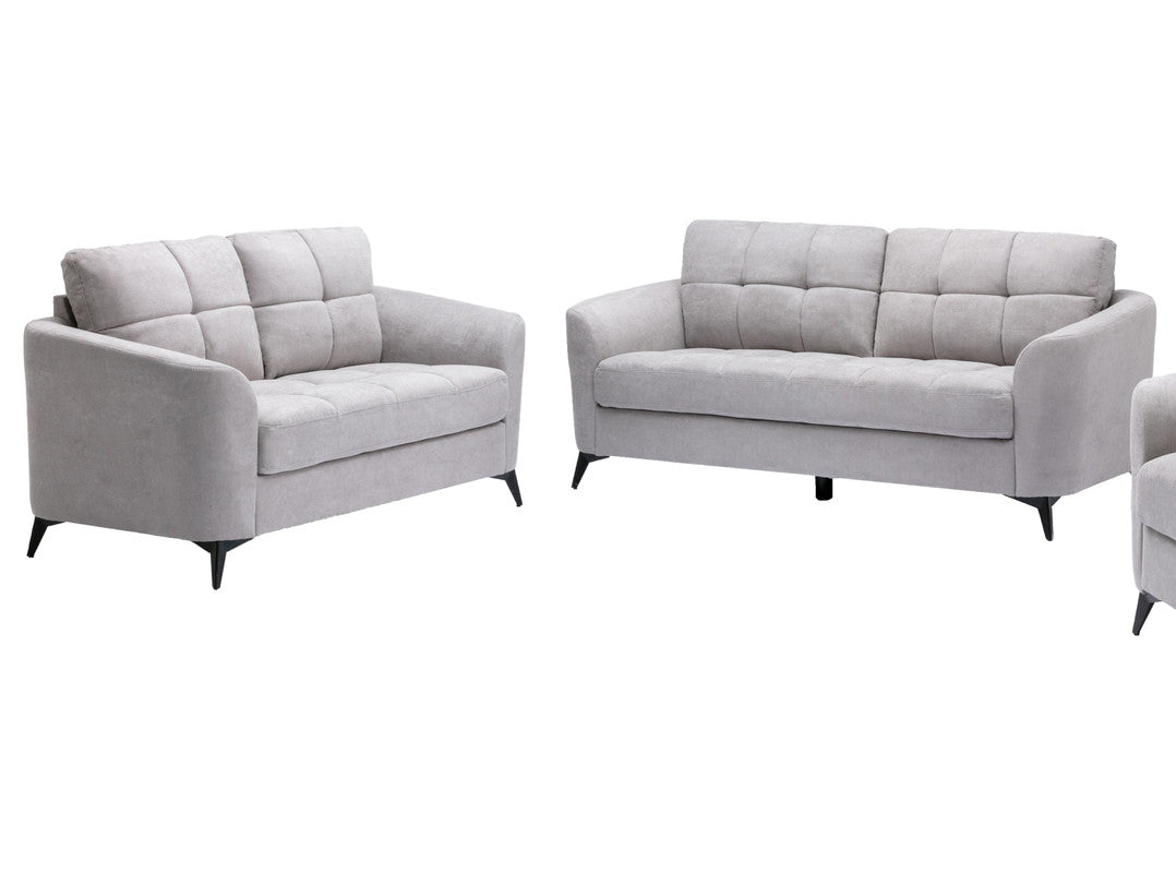Carlotta Light Gray Woven Fabric Sofa Loveseat Living Room Set