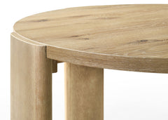 Bruno Oak Finish 47" Round Dining Table Set with Cream Color Upholstered Chairs