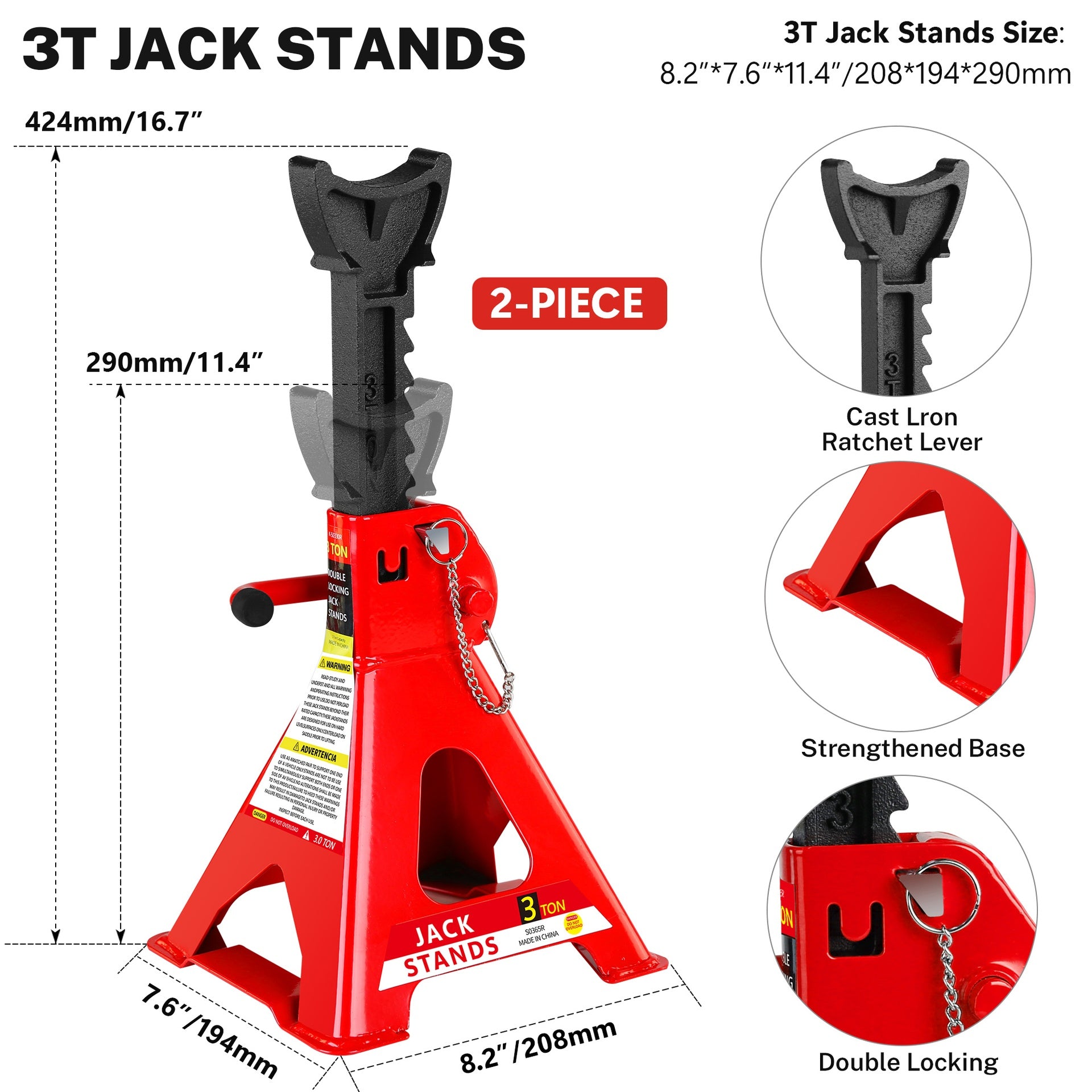2 Ton Low Profile Floor Jack, 3t jack stand Tire Repair Kit Heavy Duty Steel Racing Floor Jack with Single Piston Quick Lift Pump, Floor Jack Lifting Range 3.3"-15.2"