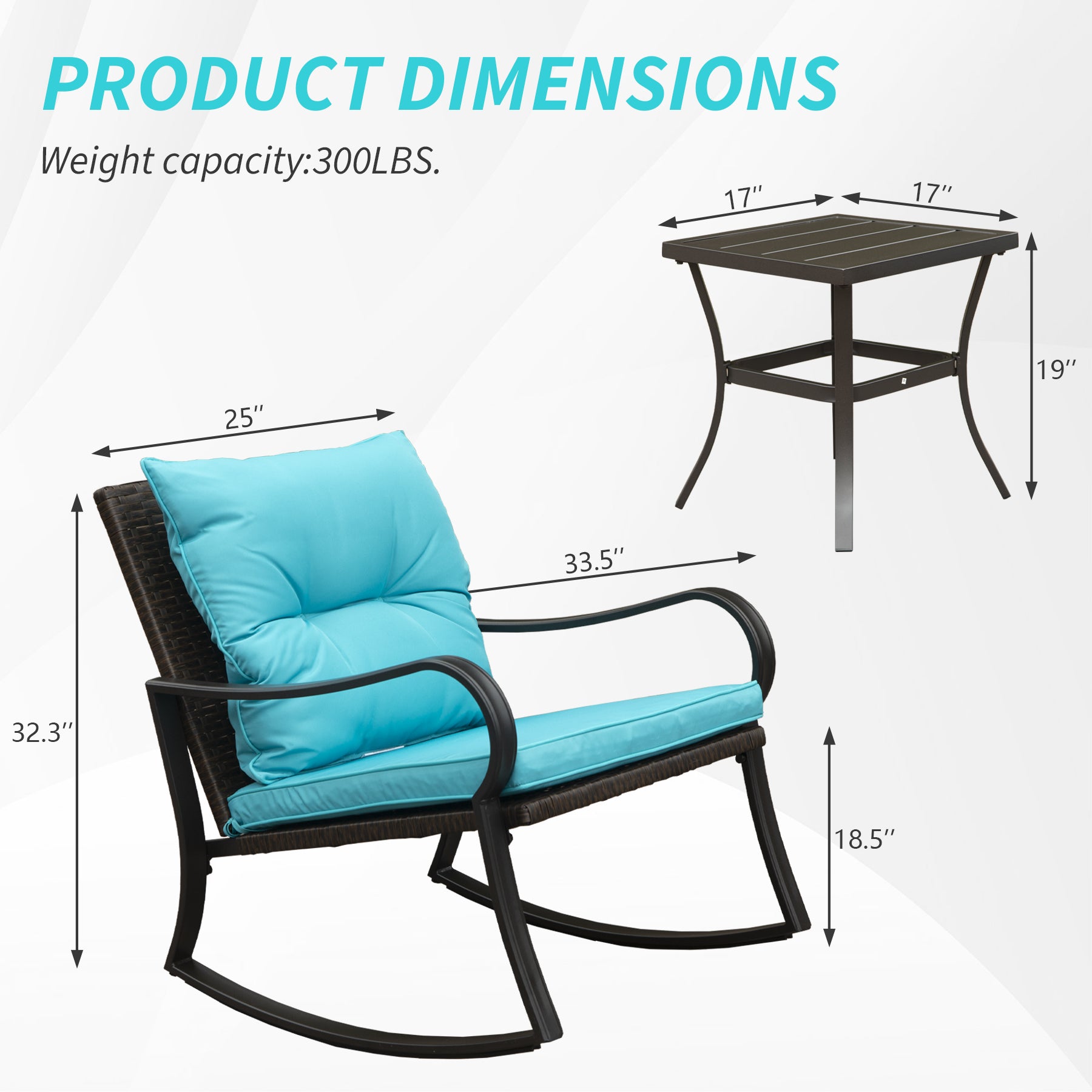 Metal 2 - Person Outdoor Patio Rocking Seating Group with Cushions