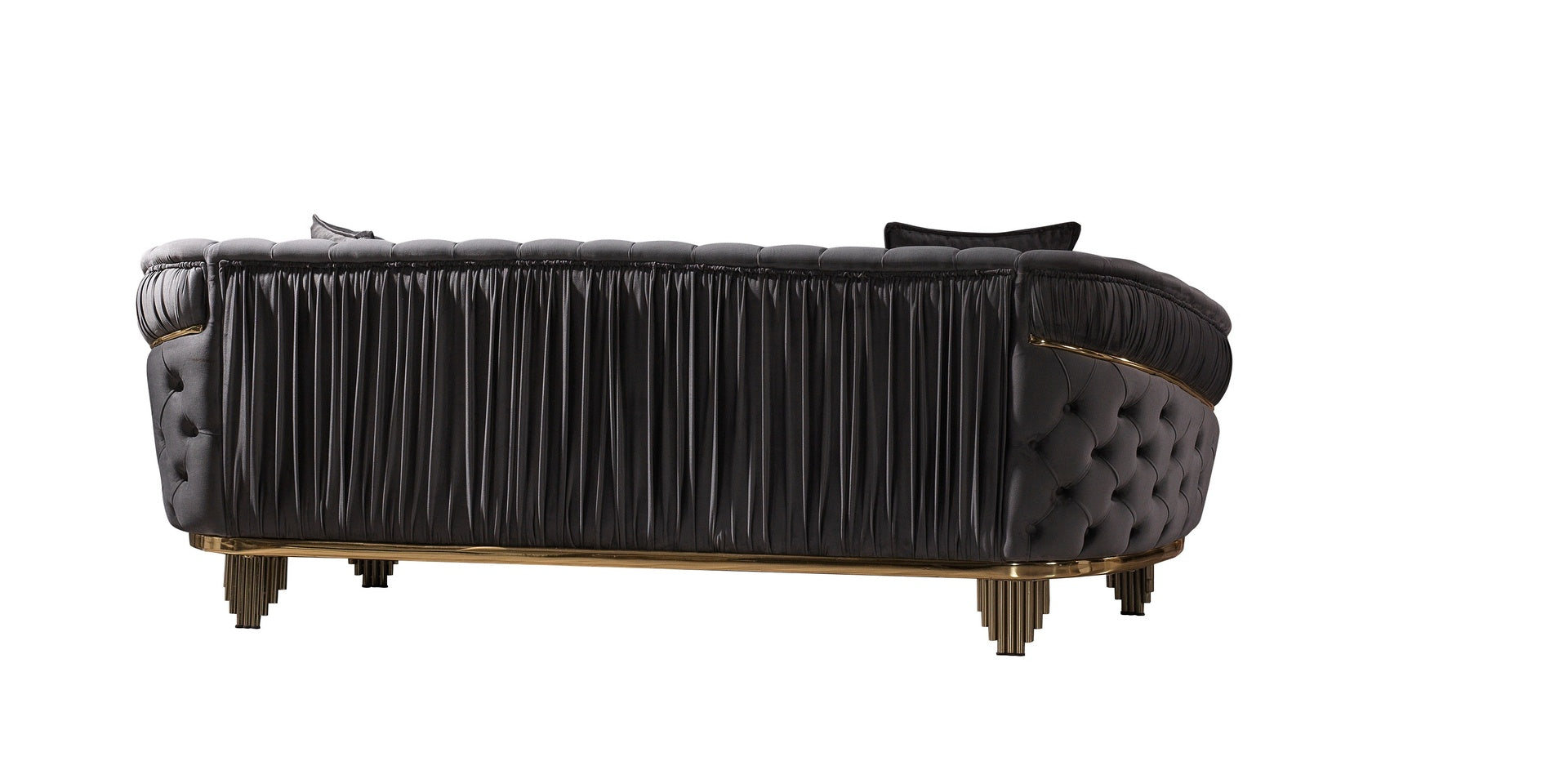 VANESSA 2 PC Livingroom Set in Grey and Gold with Fabric button-tufted velvet upholstery Finish (NJ INVENTORY)