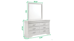 Modern 6 Drawer Dresser made with Wood in White(Includes Dresser only-Mirror not included)