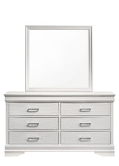 Modern 6 Drawer Dresser made with Wood in White(Includes Dresser only-Mirror not included)