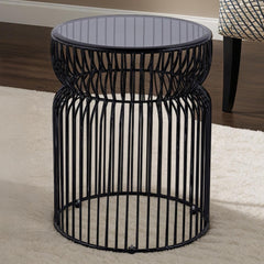 ET901 Modern Contemporary Metal Nested base and Tinted tempered glass top material 21" Height End Table, Side Table for Living room, Black