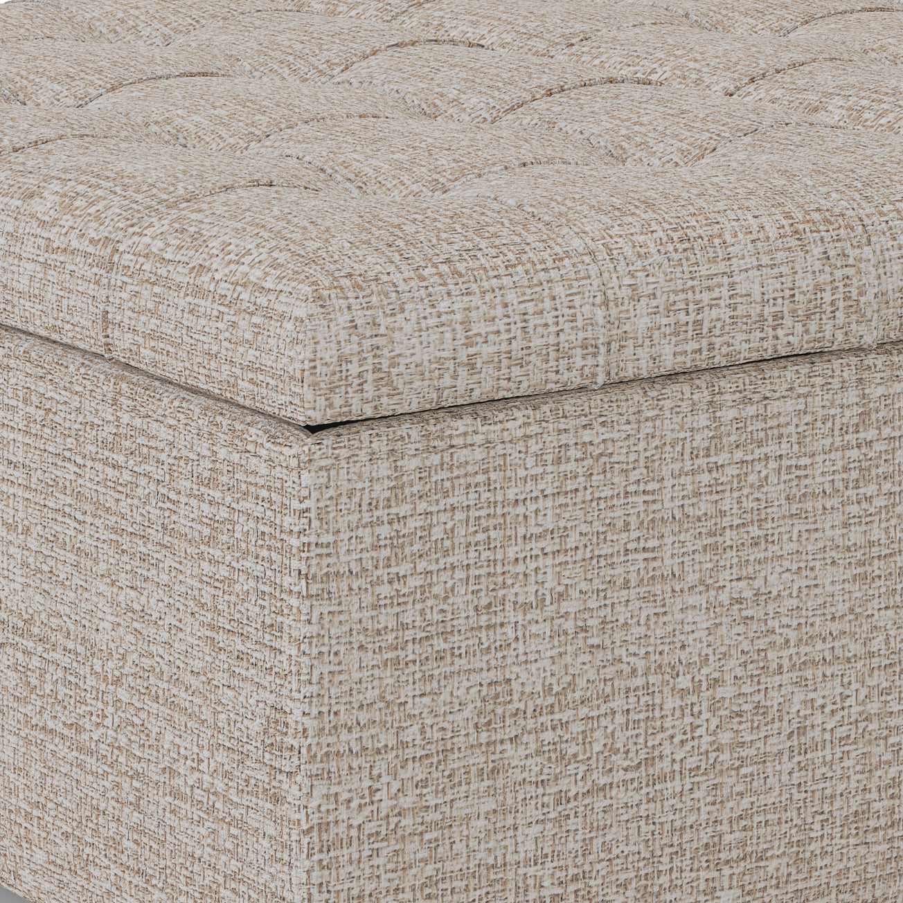 Harrison 36 inch Wide Coffee Table Storage Ottoman in Platinum Tweed Look Fabric