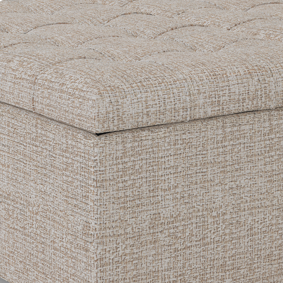 Harrison 36 inch Wide Coffee Table Storage Ottoman in Platinum Tweed Look Fabric