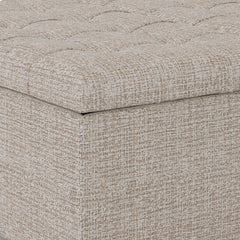 Harrison 36 inch Wide Coffee Table Storage Ottoman in Platinum Tweed Look Fabric