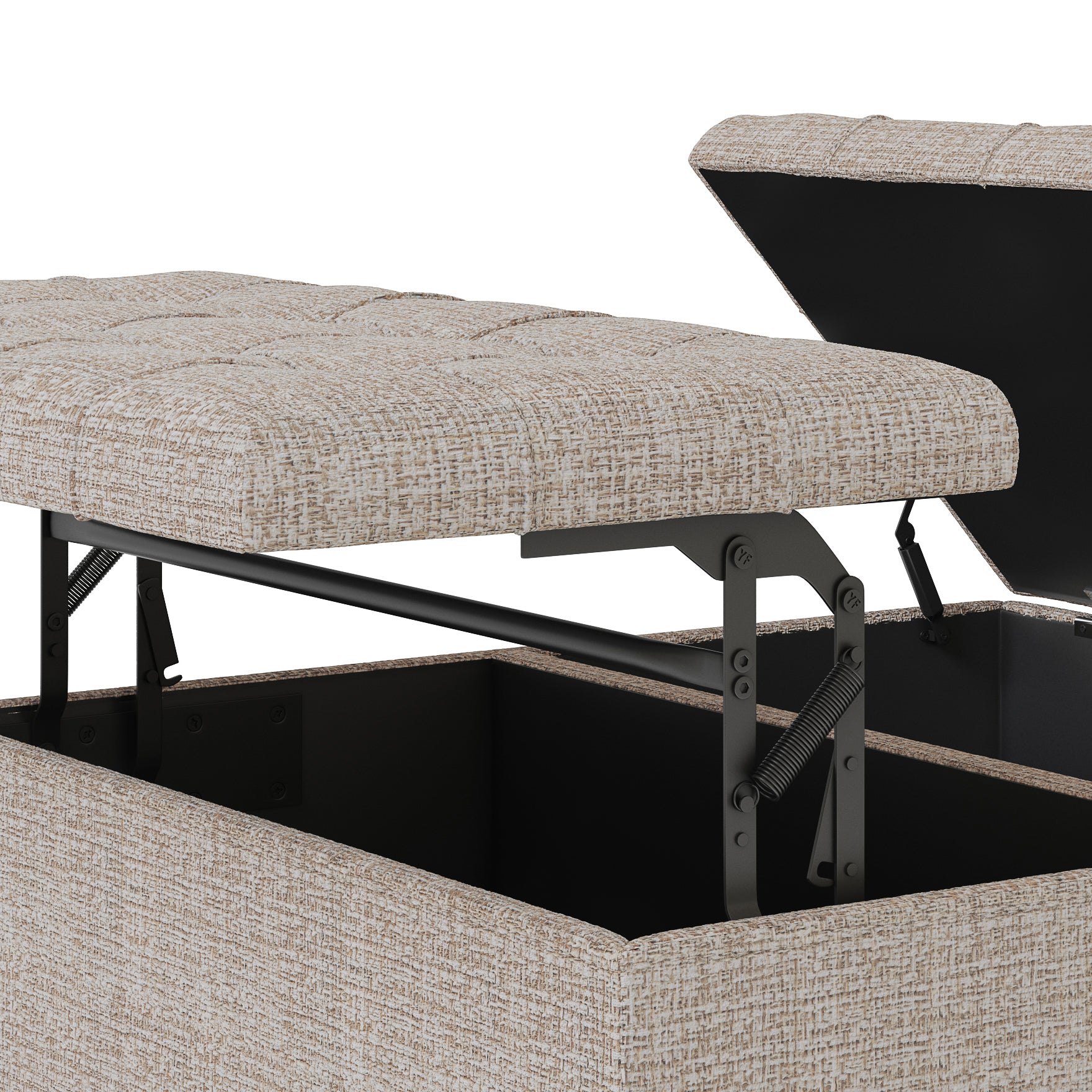 Harrison 36 inch Wide Coffee Table Storage Ottoman in Platinum Tweed Look Fabric