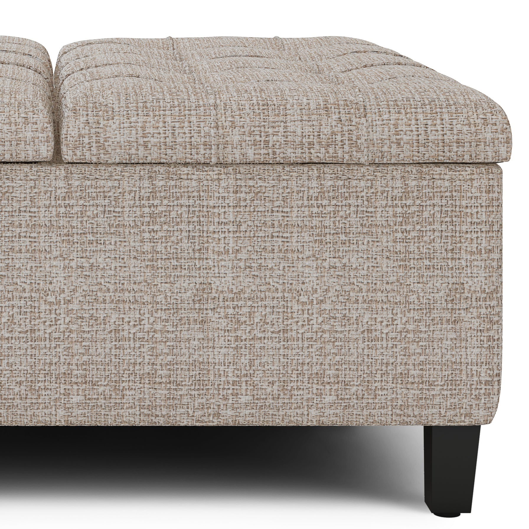 Harrison 36 inch Wide Coffee Table Storage Ottoman in Platinum Tweed Look Fabric