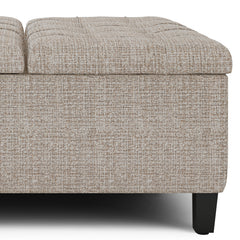 Harrison 36 inch Wide Coffee Table Storage Ottoman in Platinum Tweed Look Fabric