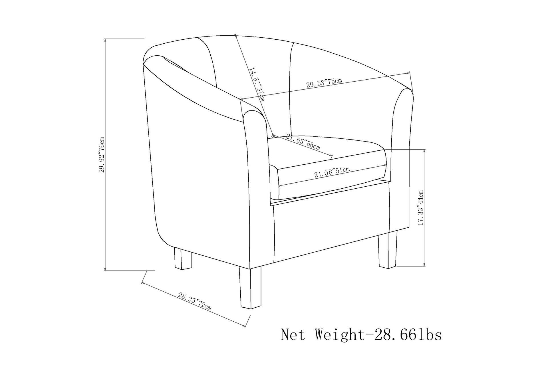 Austin - Tub Chair - Distressed Dark Blue