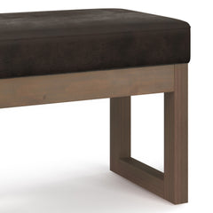 Milltown 27 inch Wide Solid Wood Footstool Small Ottoman Bench in Distressed Brown