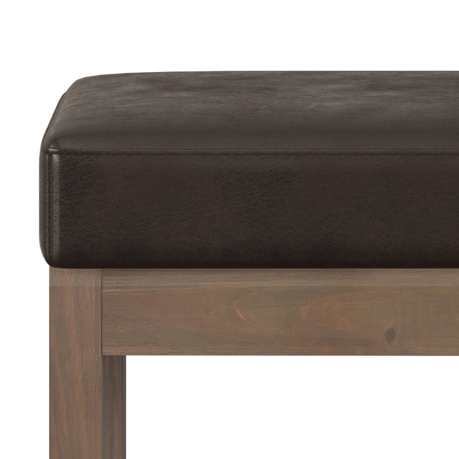 Milltown 27 inch Wide Solid Wood Footstool Small Ottoman Bench in Distressed Brown