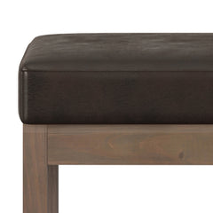 Milltown 27 inch Wide Solid Wood Footstool Small Ottoman Bench in Distressed Brown