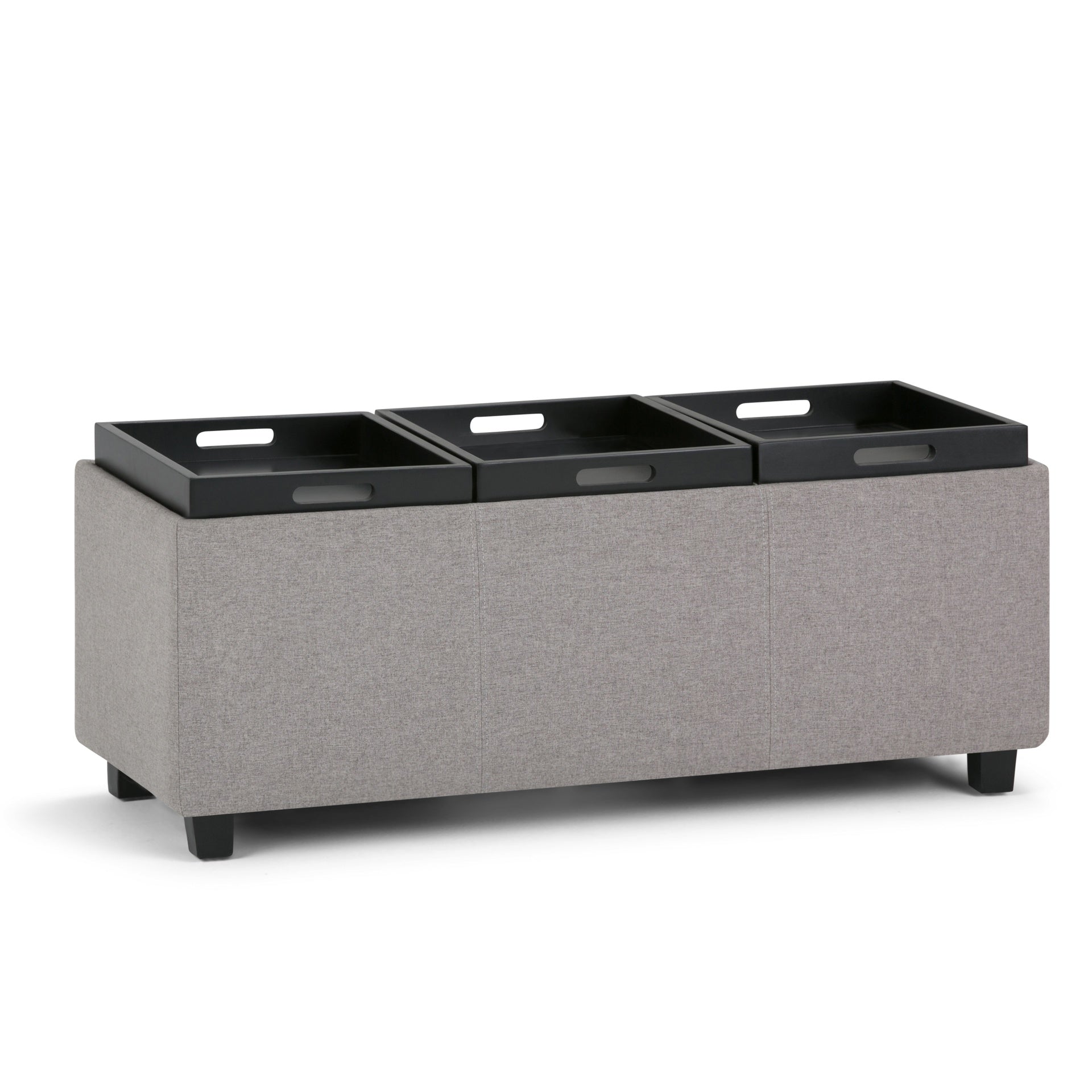 Avalon 42 inch Wide Storage Ottoman in Cloud Grey Linen Look Fabric