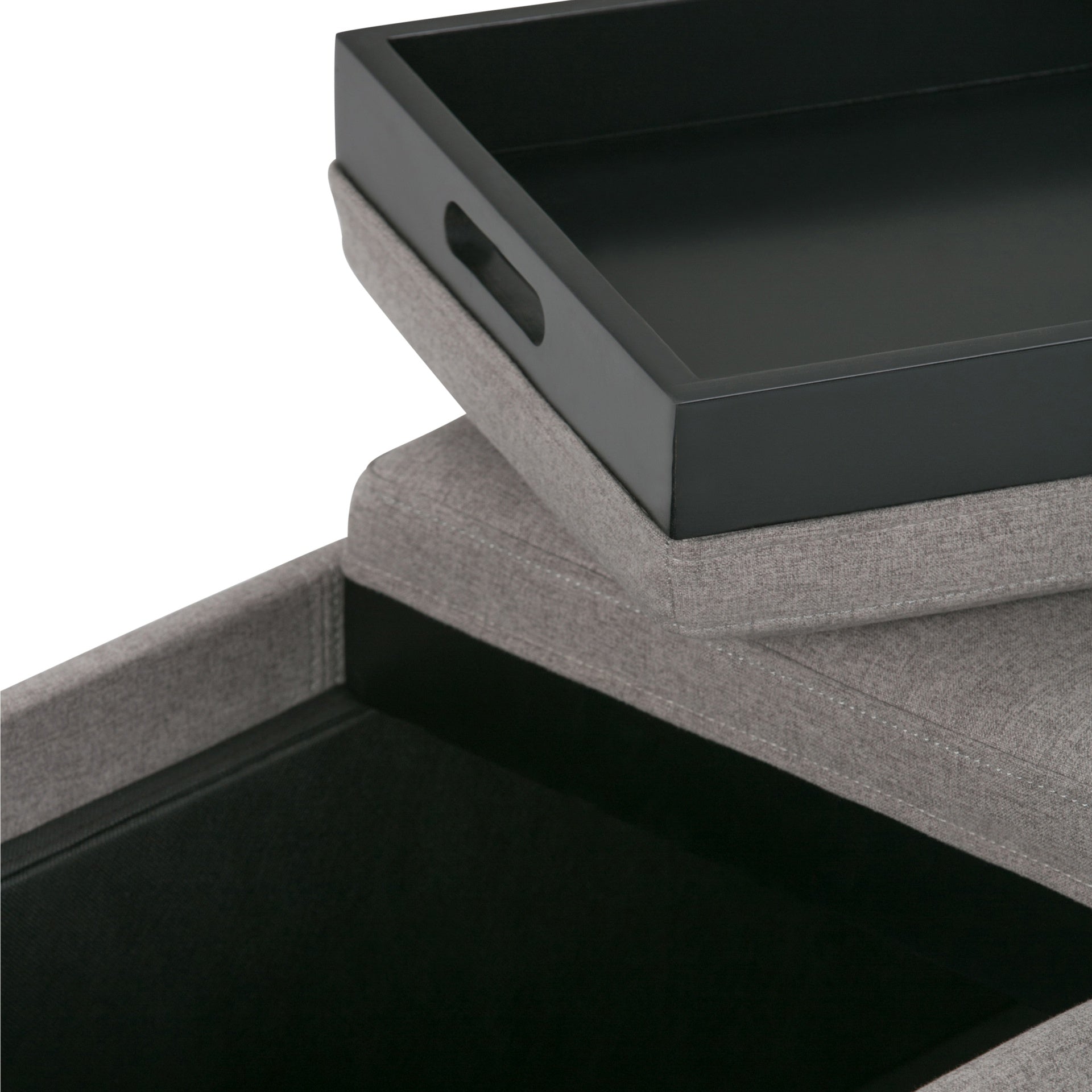 Avalon 42 inch Wide Storage Ottoman in Cloud Grey Linen Look Fabric