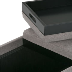 Avalon 42 inch Wide Storage Ottoman in Cloud Grey Linen Look Fabric