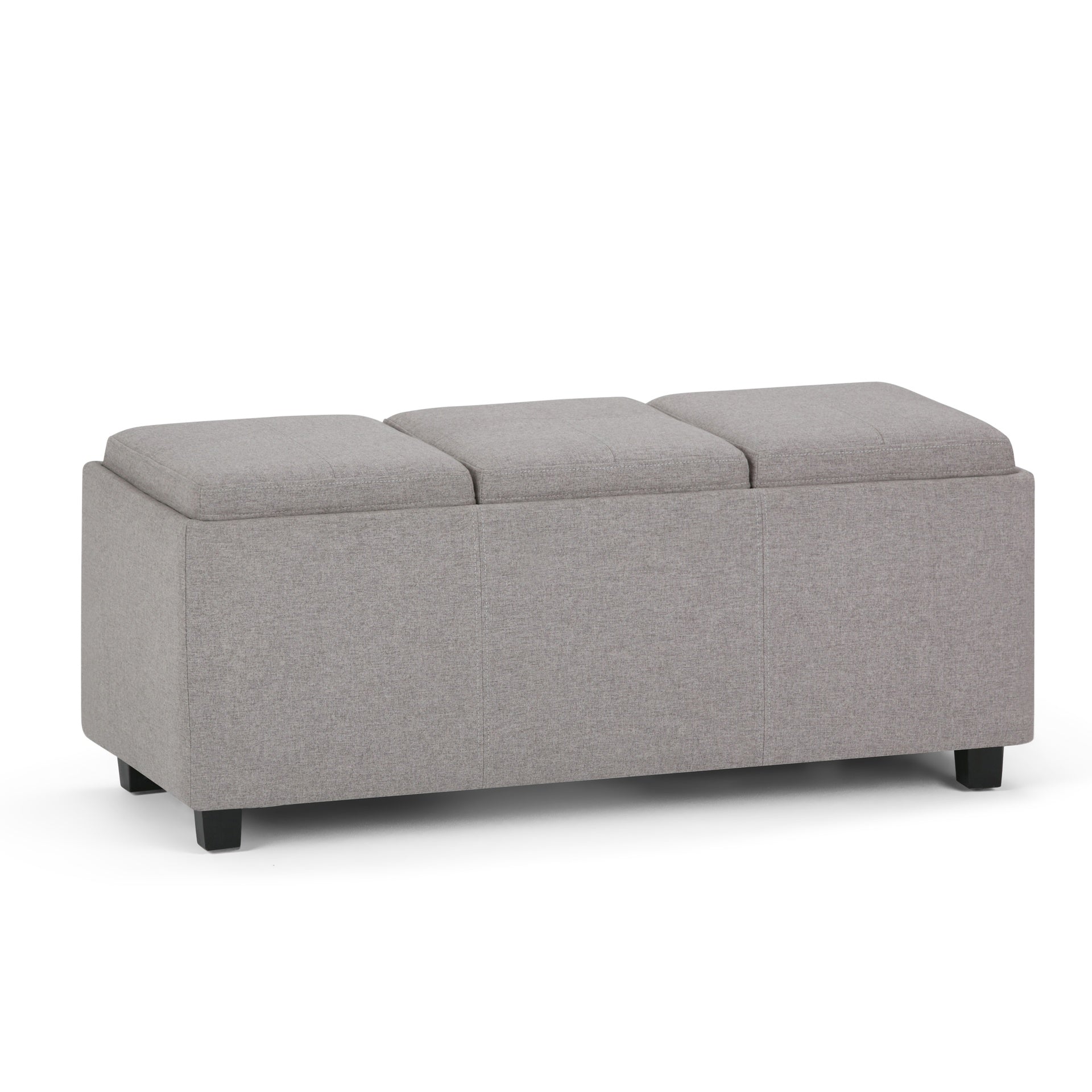 Avalon 42 inch Wide Storage Ottoman in Cloud Grey Linen Look Fabric
