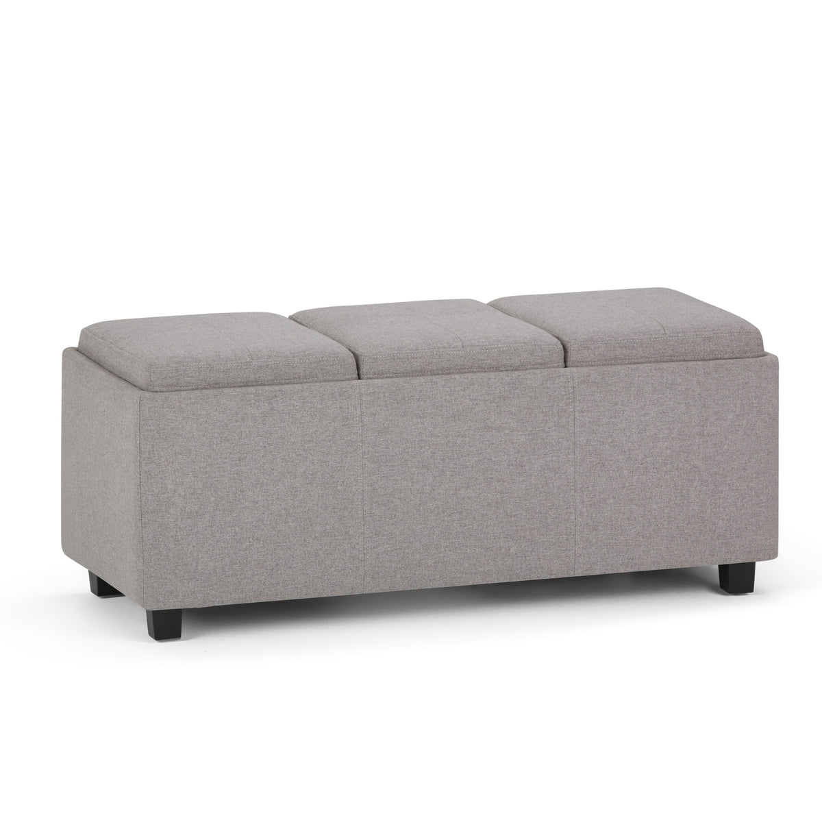 Avalon 42 inch Wide Storage Ottoman in Cloud Grey Linen Look Fabric