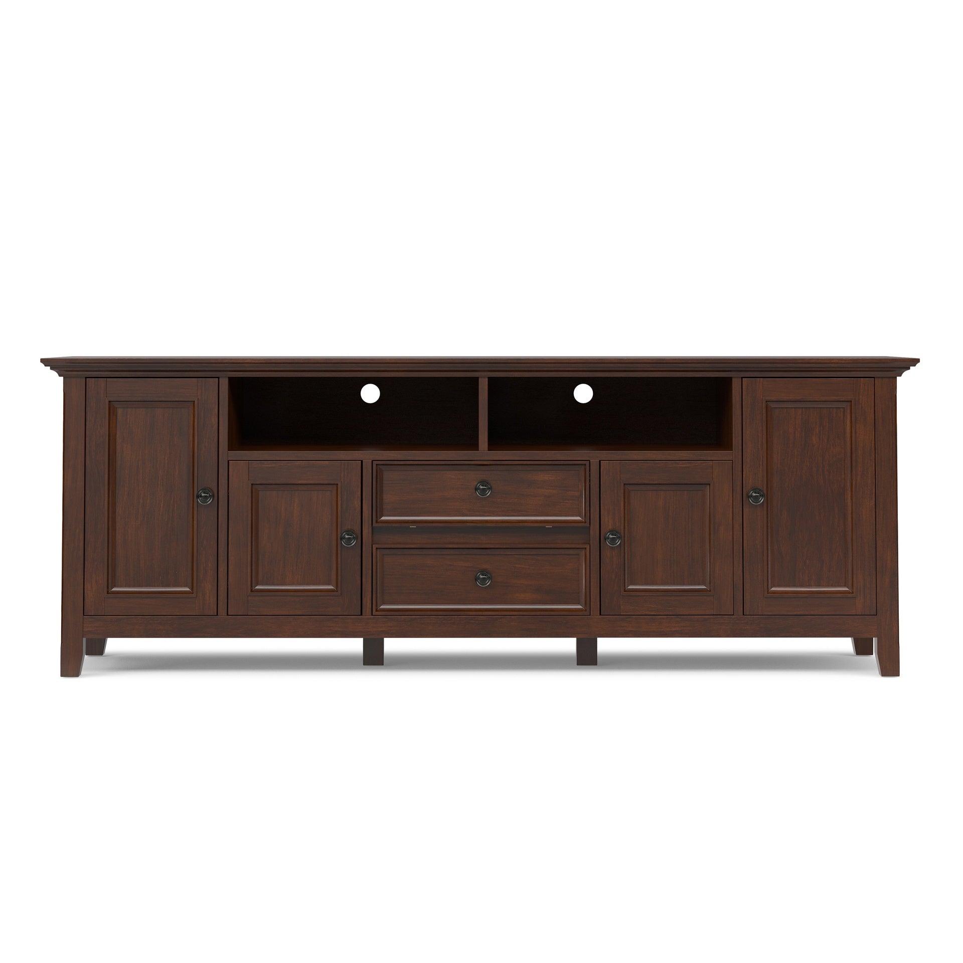 Amherst 72 inch Wide Solid Wood TV Stand in Russet Brown For TVs up to 80 inches