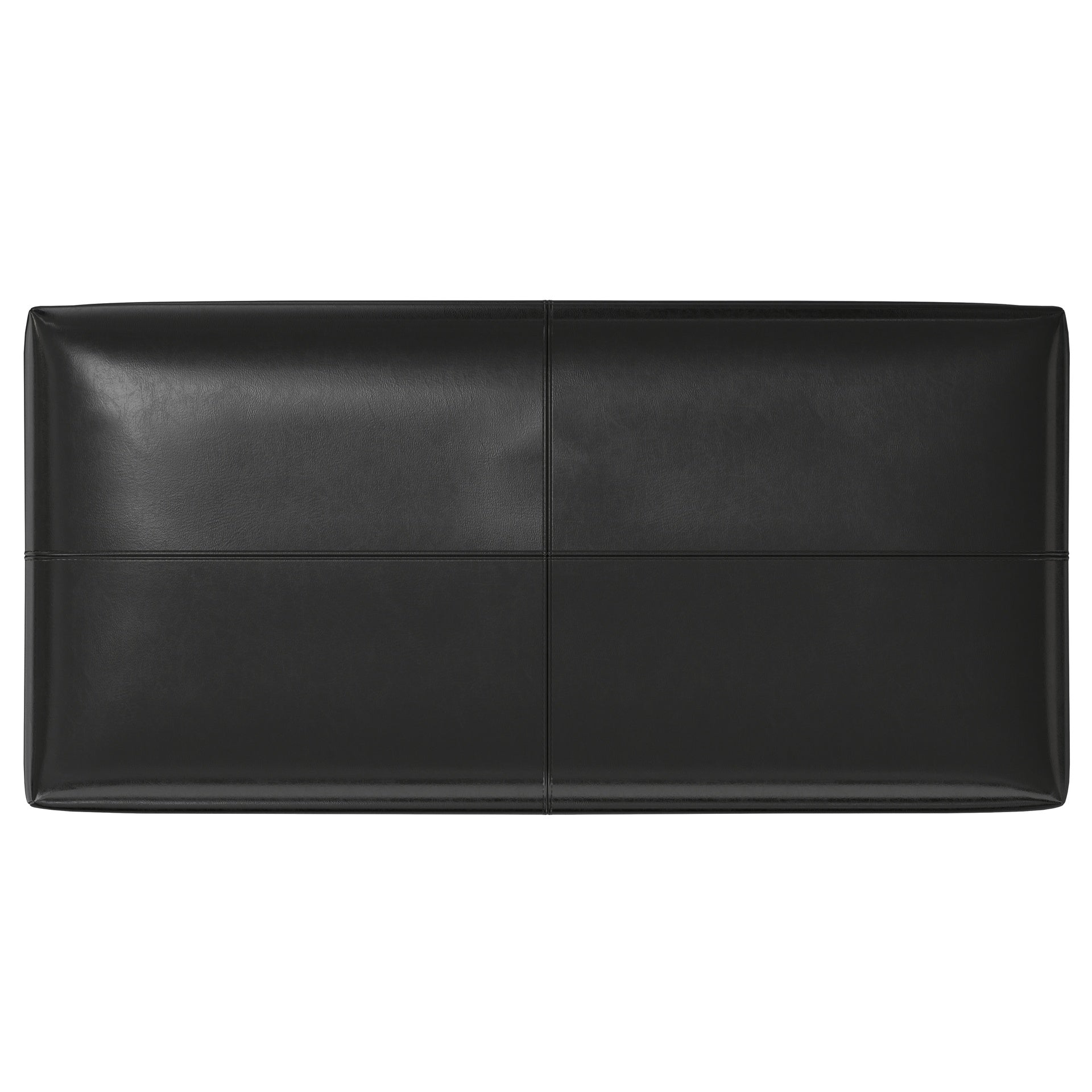 Gabbie 48 inch Wide Rectangular Storage Ottoman in Midnight Black PU Vegan Leather