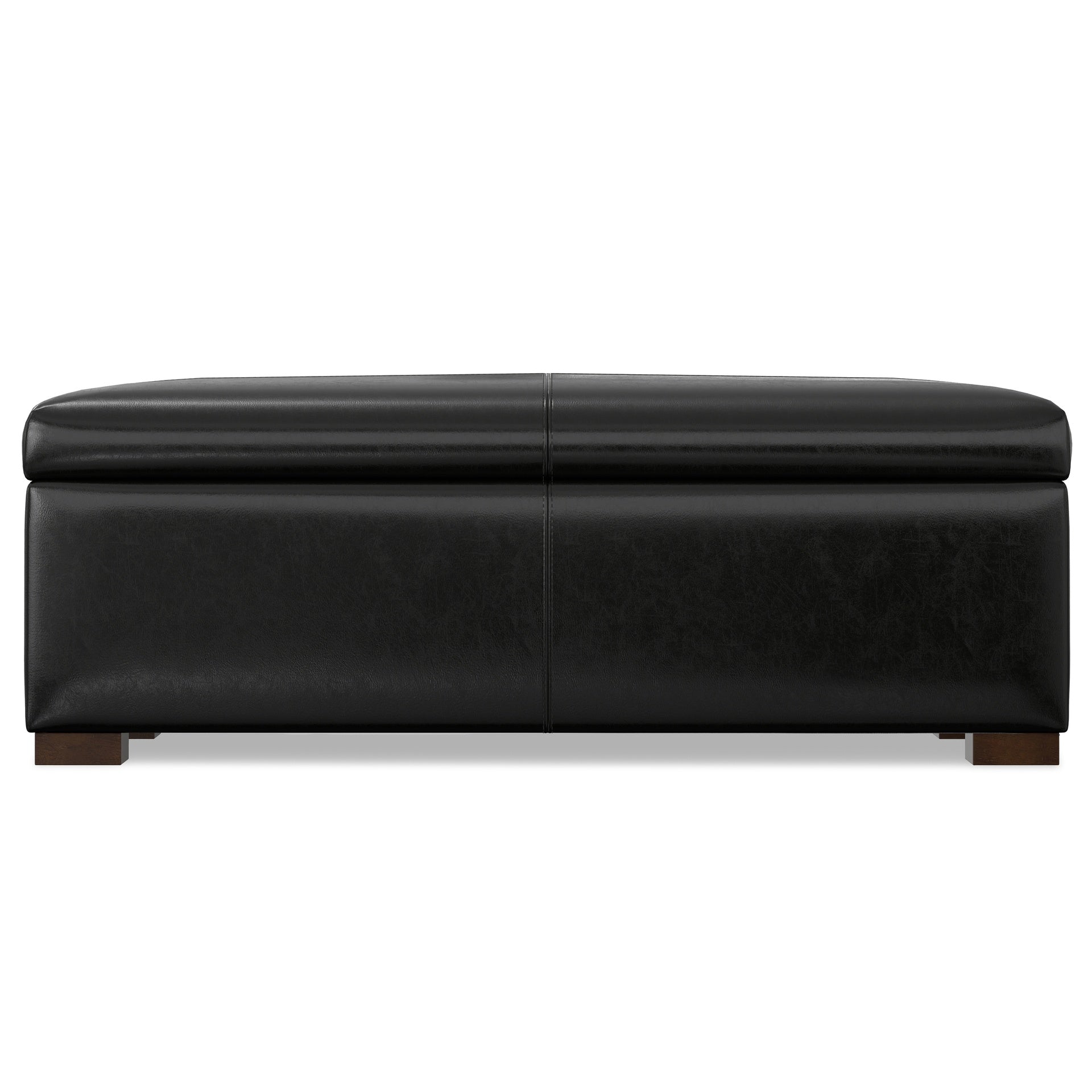 Gabbie 48 inch Wide Rectangular Storage Ottoman in Midnight Black PU Vegan Leather
