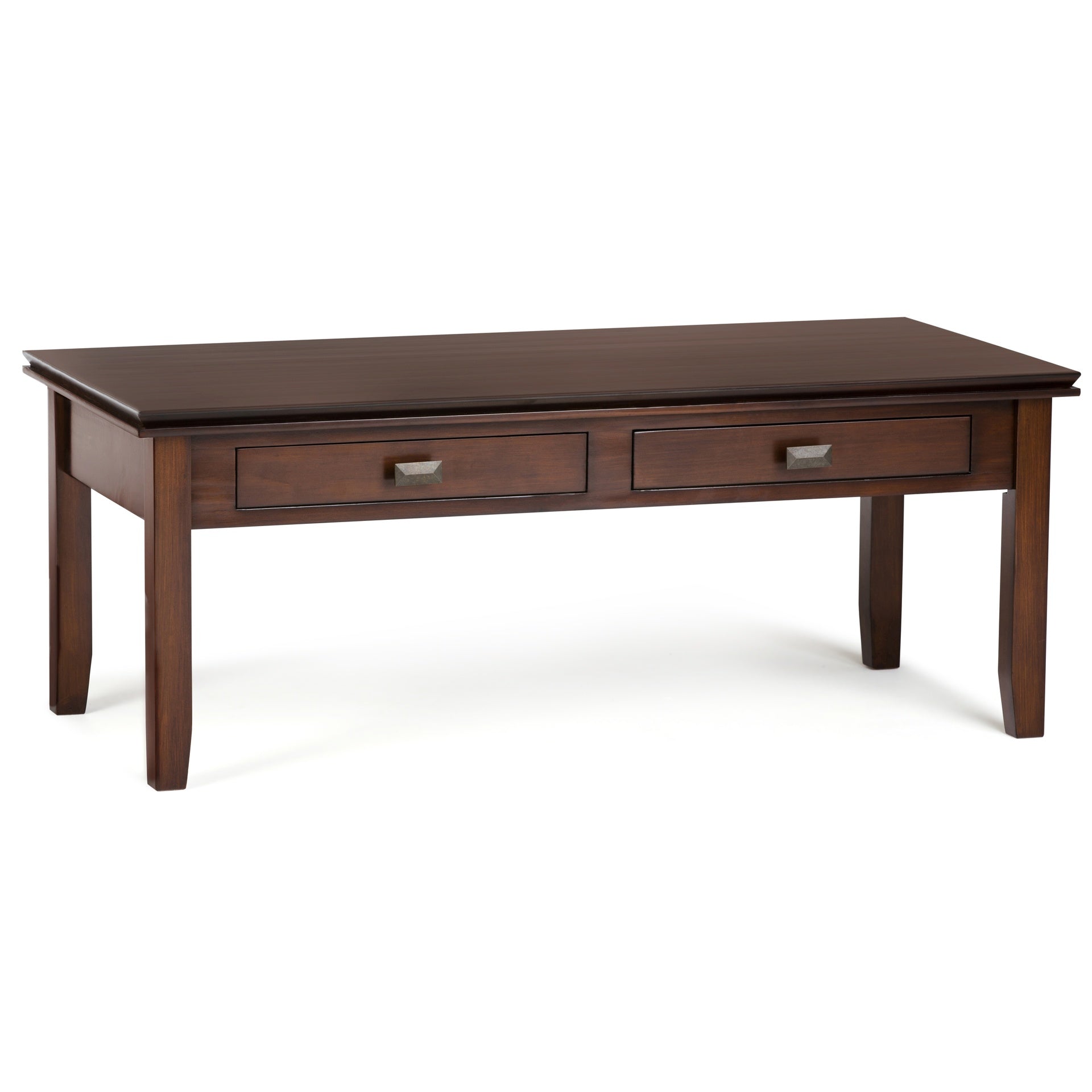 Artisan 46 inch Wide Solid Wood Coffee Table in Russet Brown