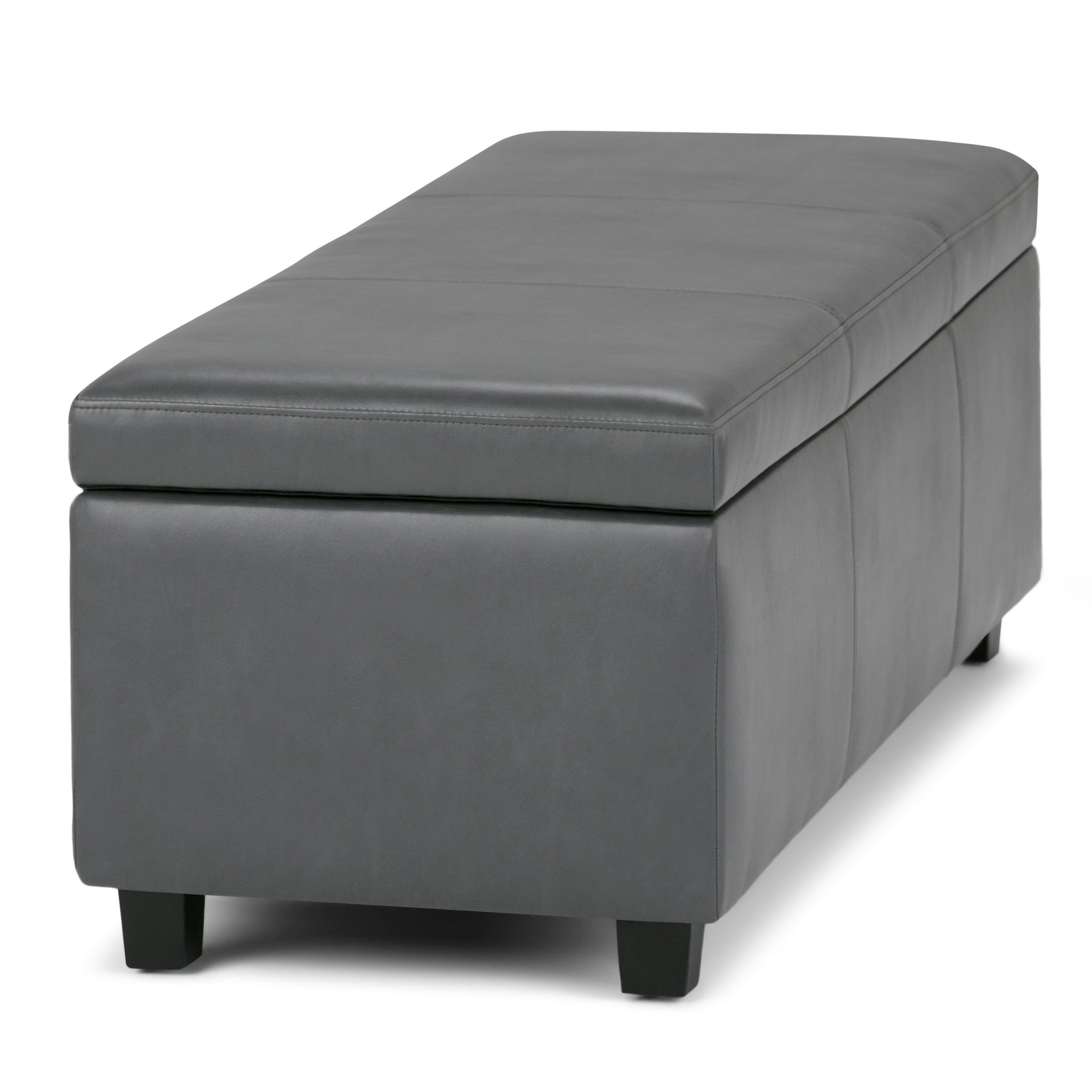Avalon 48 inch Wide Storage Ottoman Bench in Stone Grey Vegan Leather