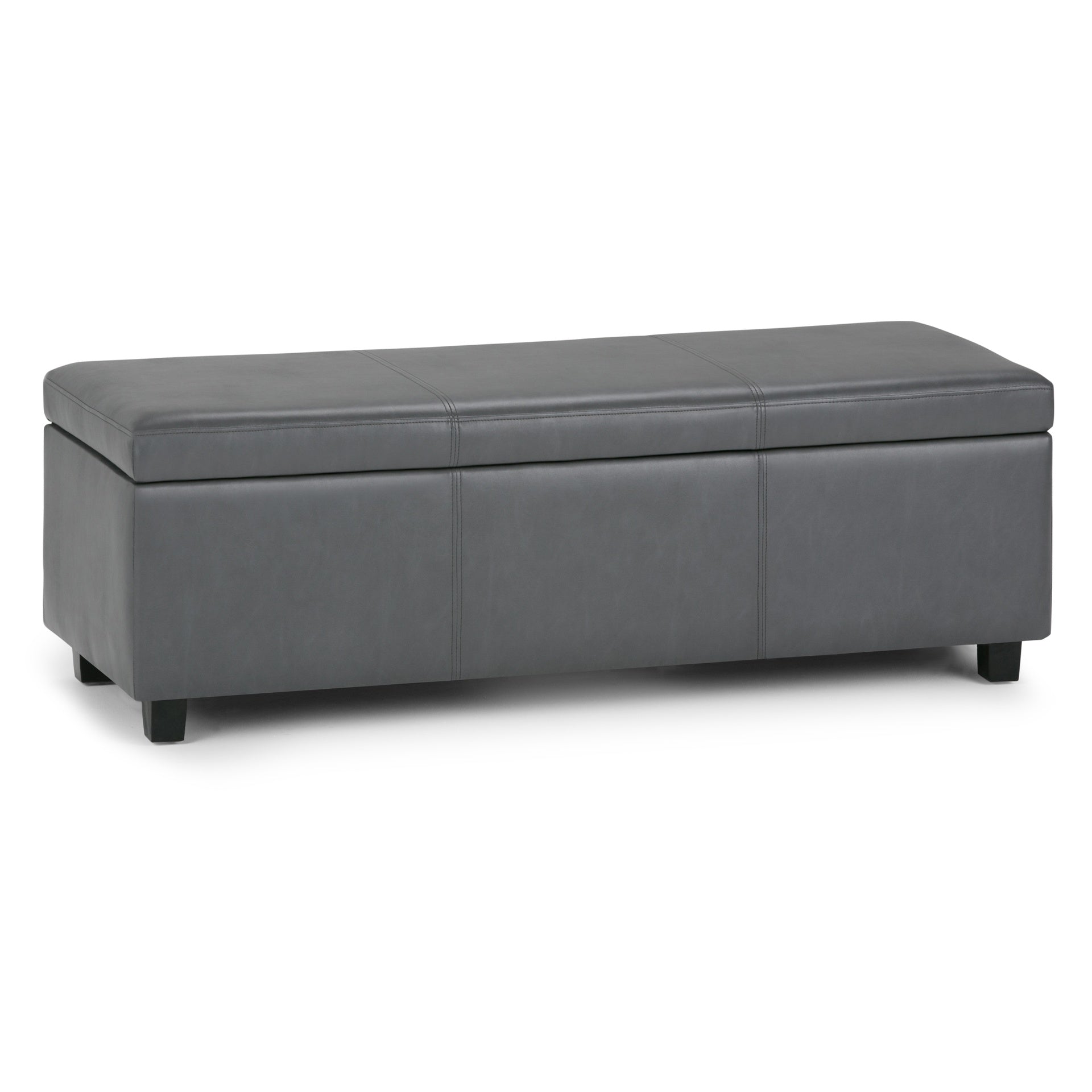 Avalon 48 inch Wide Storage Ottoman Bench in Stone Grey Vegan Leather