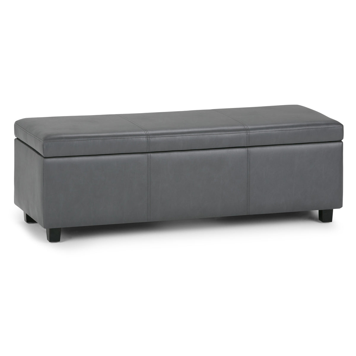 Avalon 48 inch Wide Storage Ottoman Bench in Stone Grey Vegan Leather