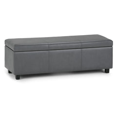 Avalon 48 inch Wide Storage Ottoman Bench in Stone Grey Vegan Leather
