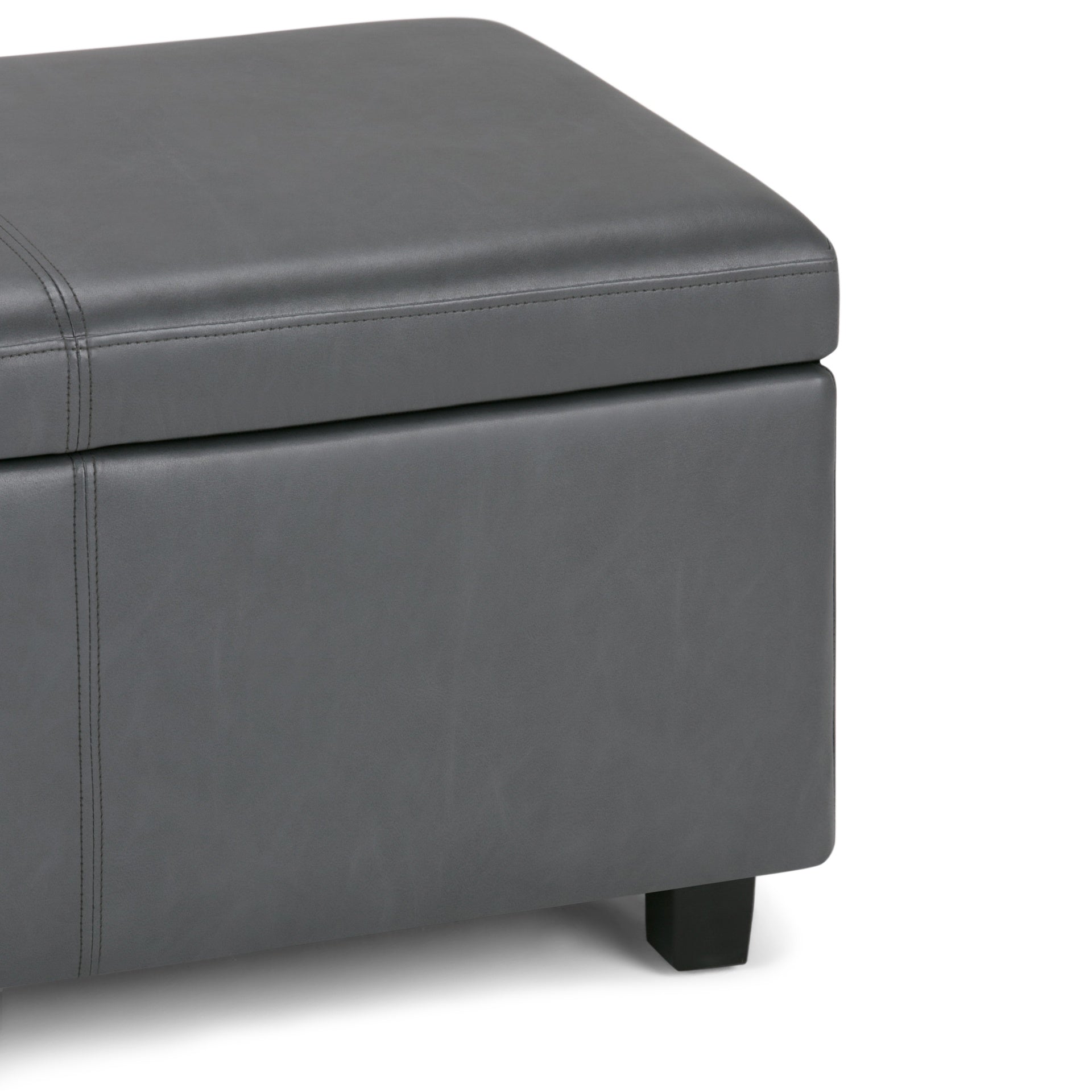 Avalon 48 inch Wide Storage Ottoman Bench in Stone Grey Vegan Leather