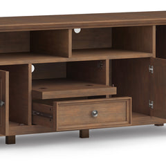 Amherst 72 inch Wide Solid Wood TV Stand in Rustic Natural Aged Brown For TVs up to 80 inches