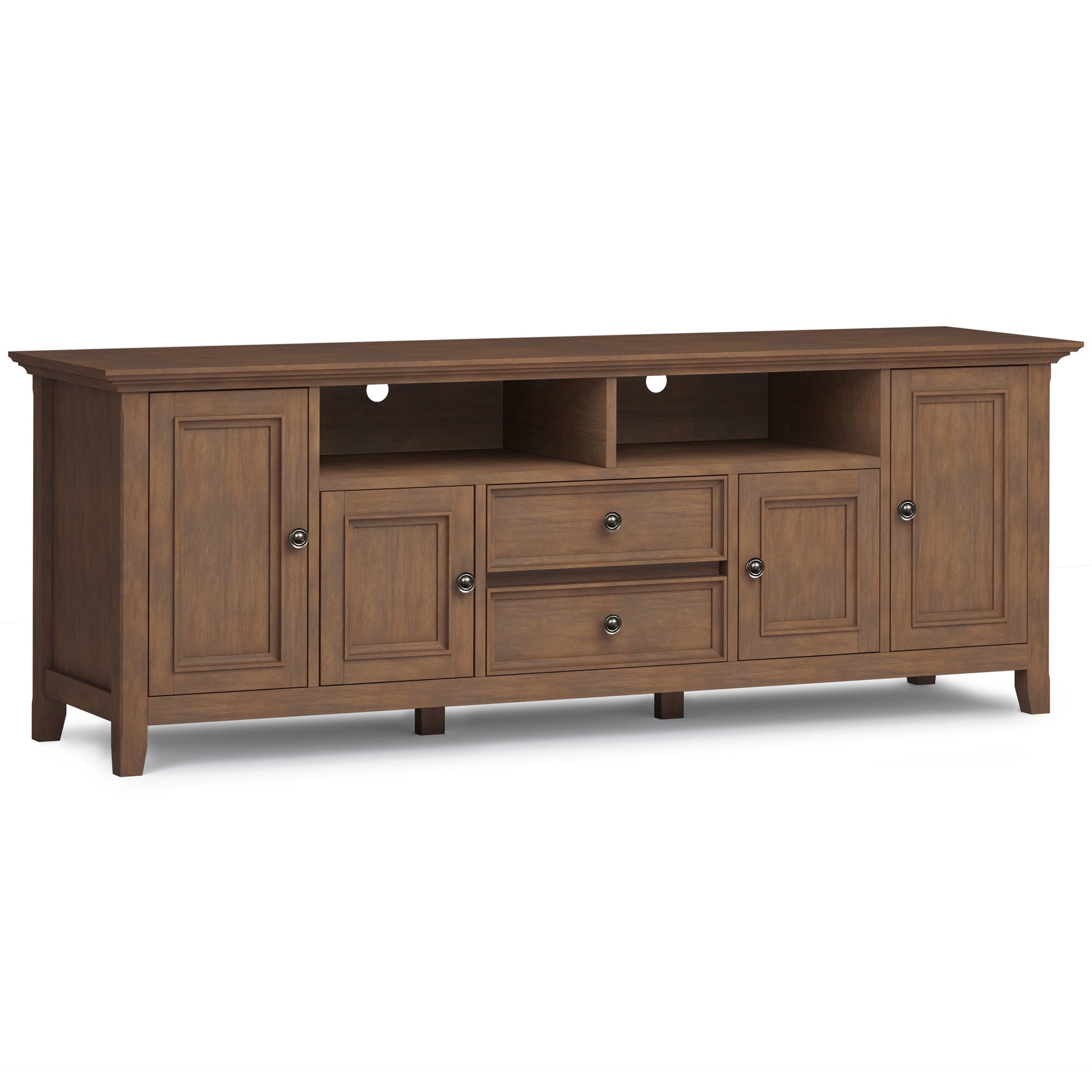Amherst 72 inch Wide Solid Wood TV Stand in Rustic Natural Aged Brown For TVs up to 80 inches