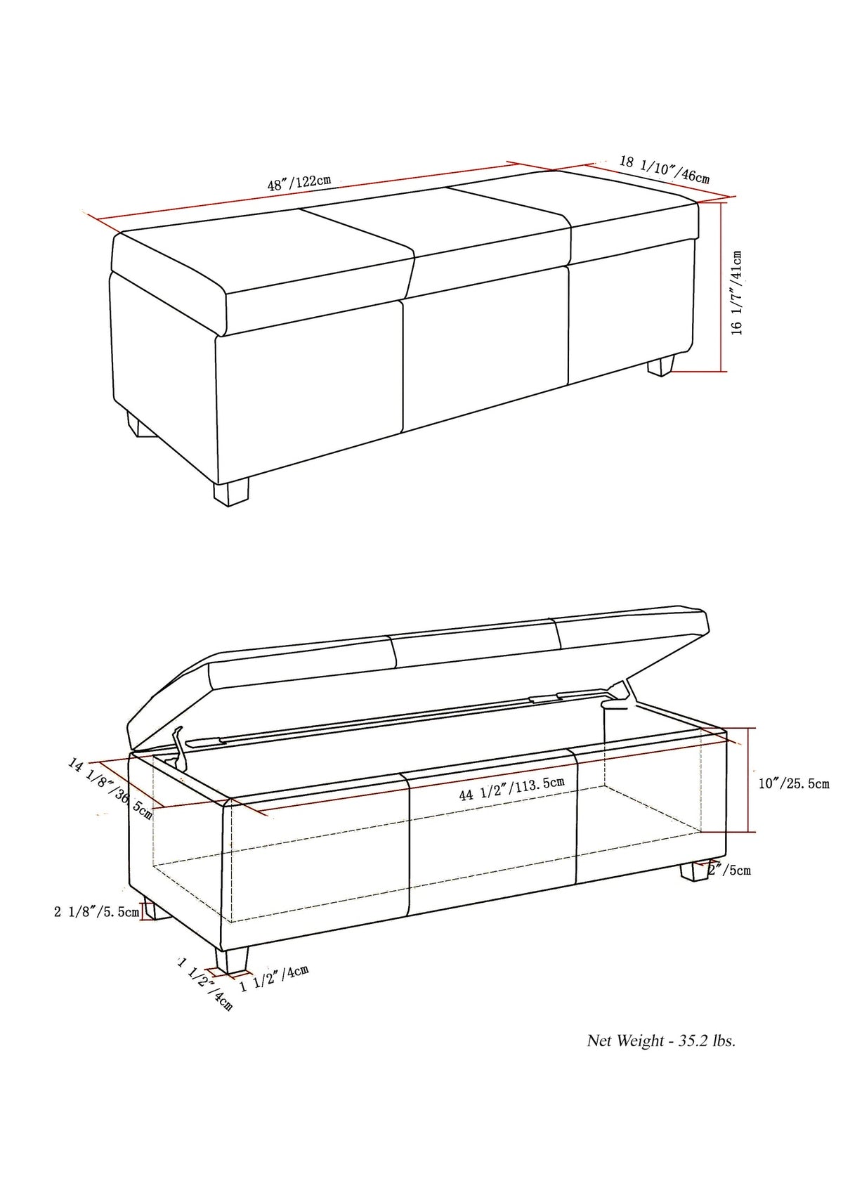 Avalon - Storage Ottoman Bench - Fawn Brown