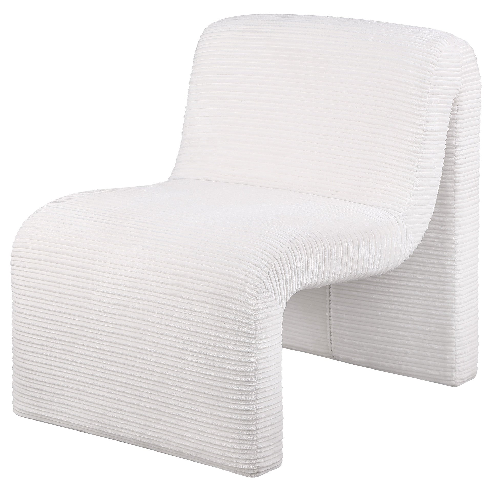 Winne Ivory Upholstered Curved Armless Accent Chair