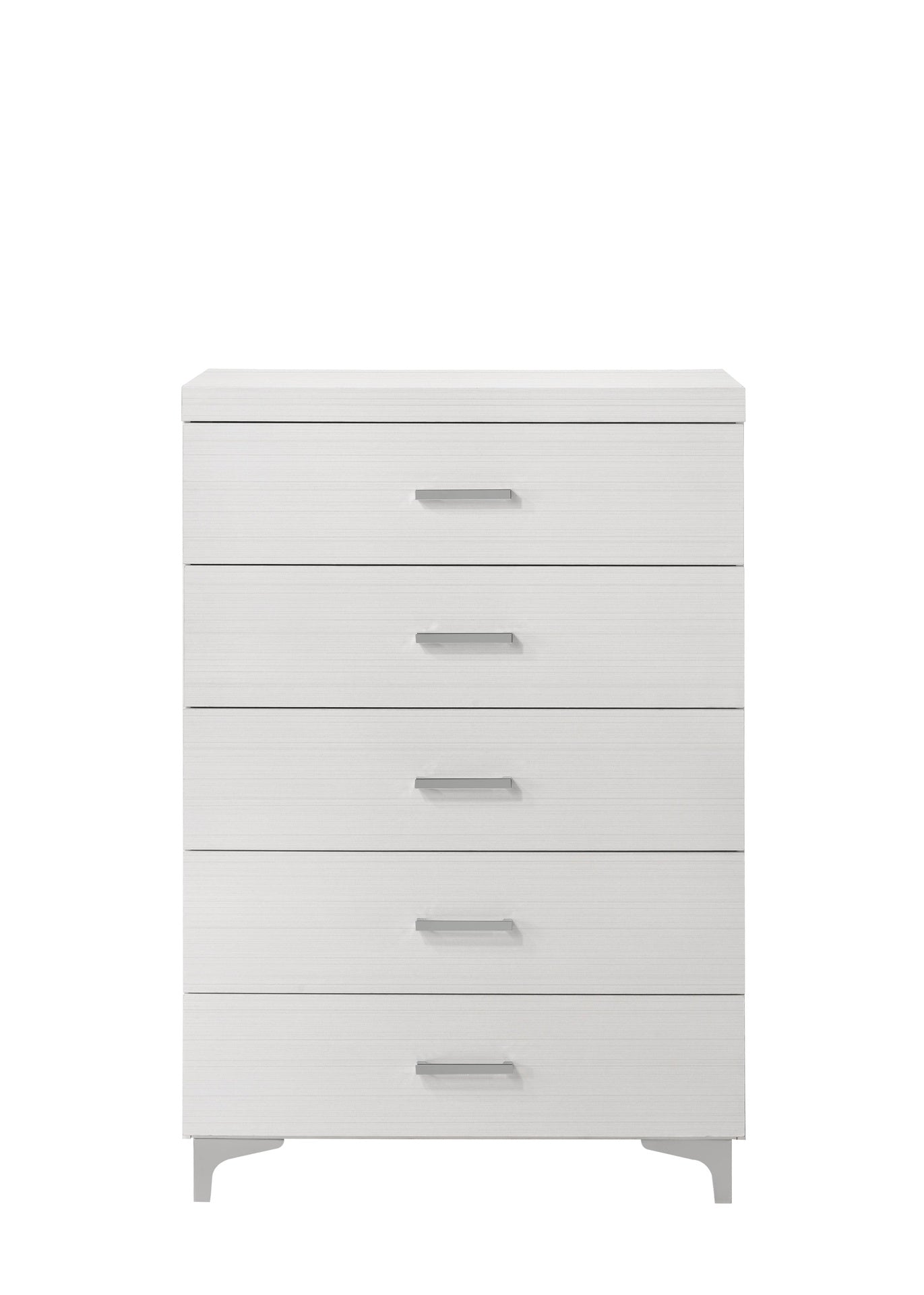 White 5-Drawer Chest with Metal Legs