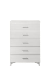 White 5-Drawer Chest with Metal Legs