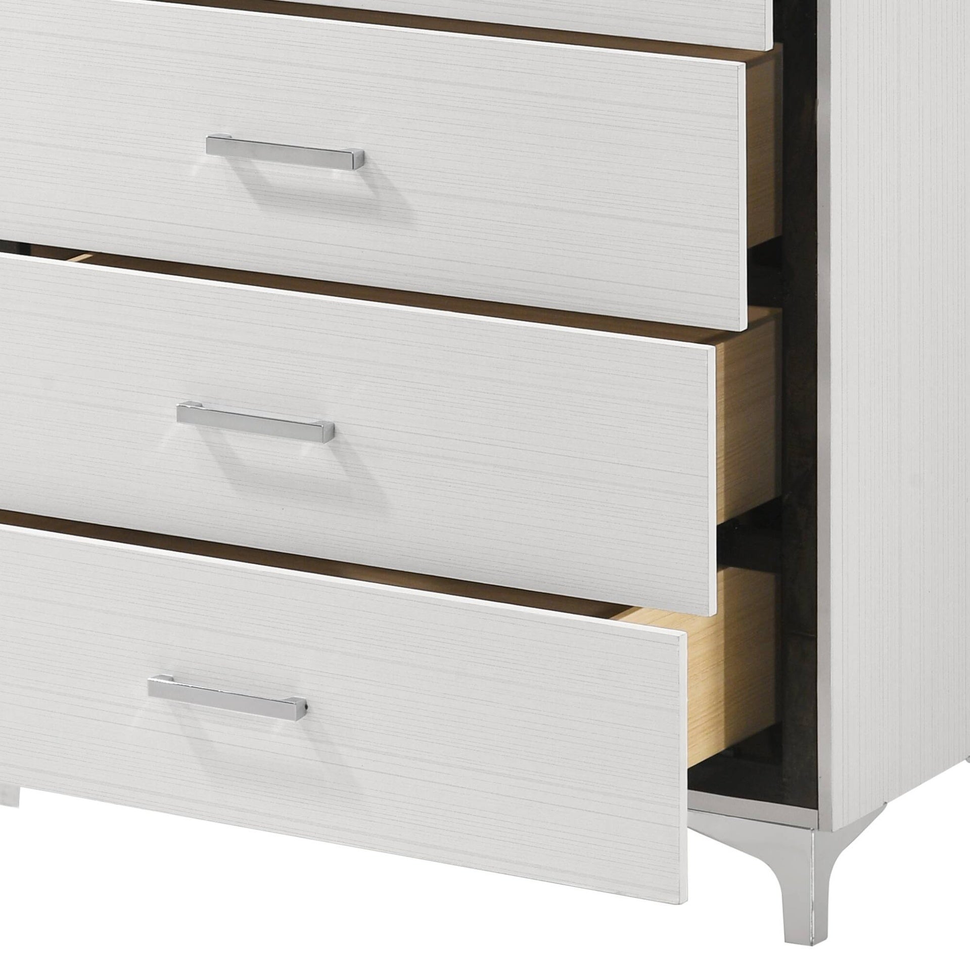 White 5-Drawer Chest with Metal Legs