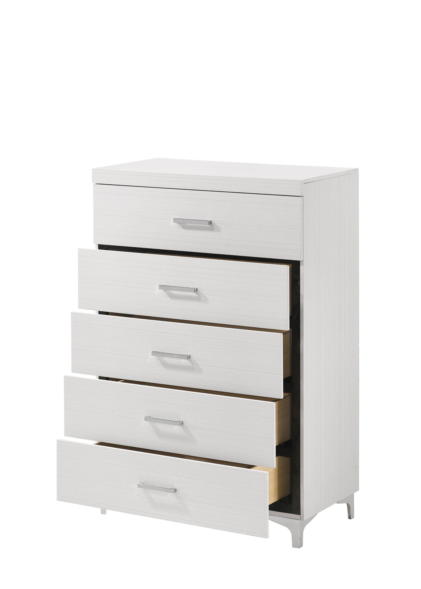 White 5-Drawer Chest with Metal Legs