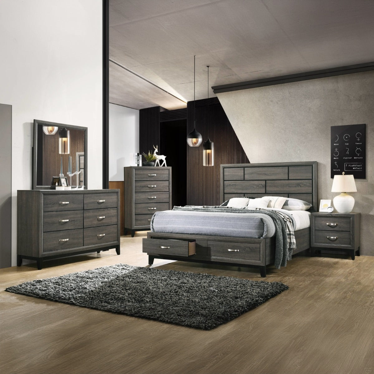 Weathered Grey 2-Drawer Nightstand