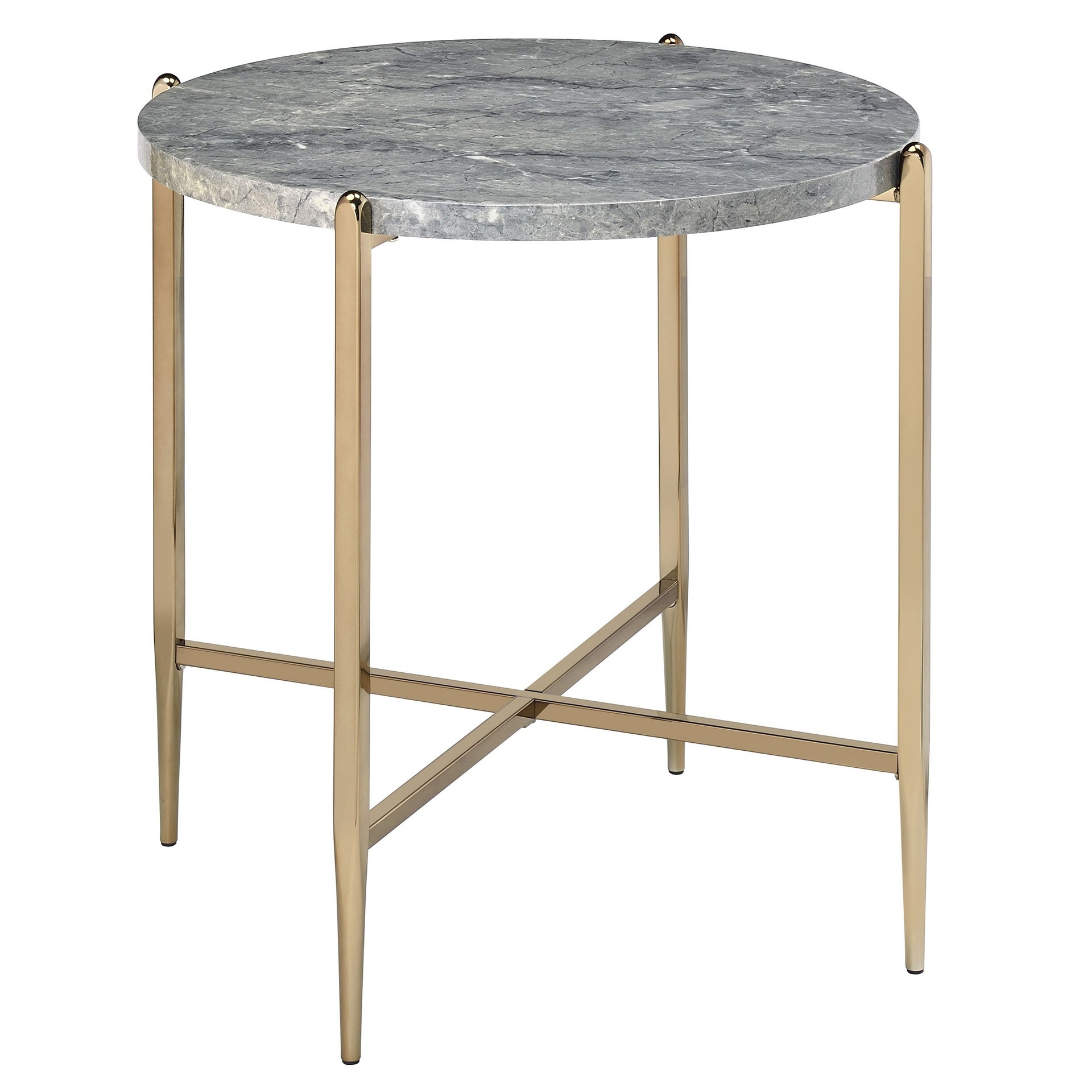 Grey and Champagne Round End Table