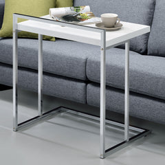 White High Gloss Rectangular Top Snack Table with Metal Legs