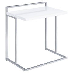 White High Gloss Rectangular Top Snack Table with Metal Legs