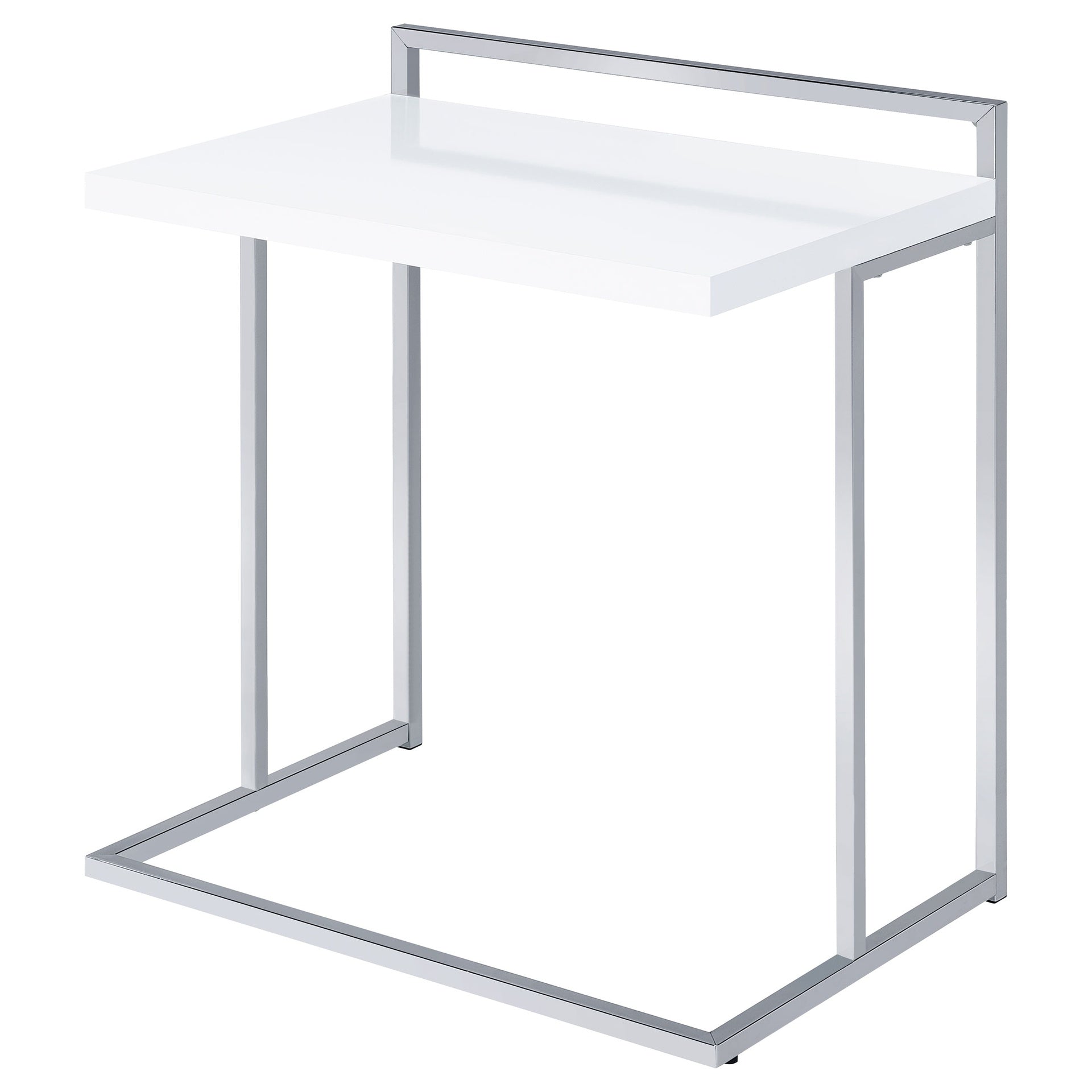 White High Gloss Rectangular Top Snack Table with Metal Legs