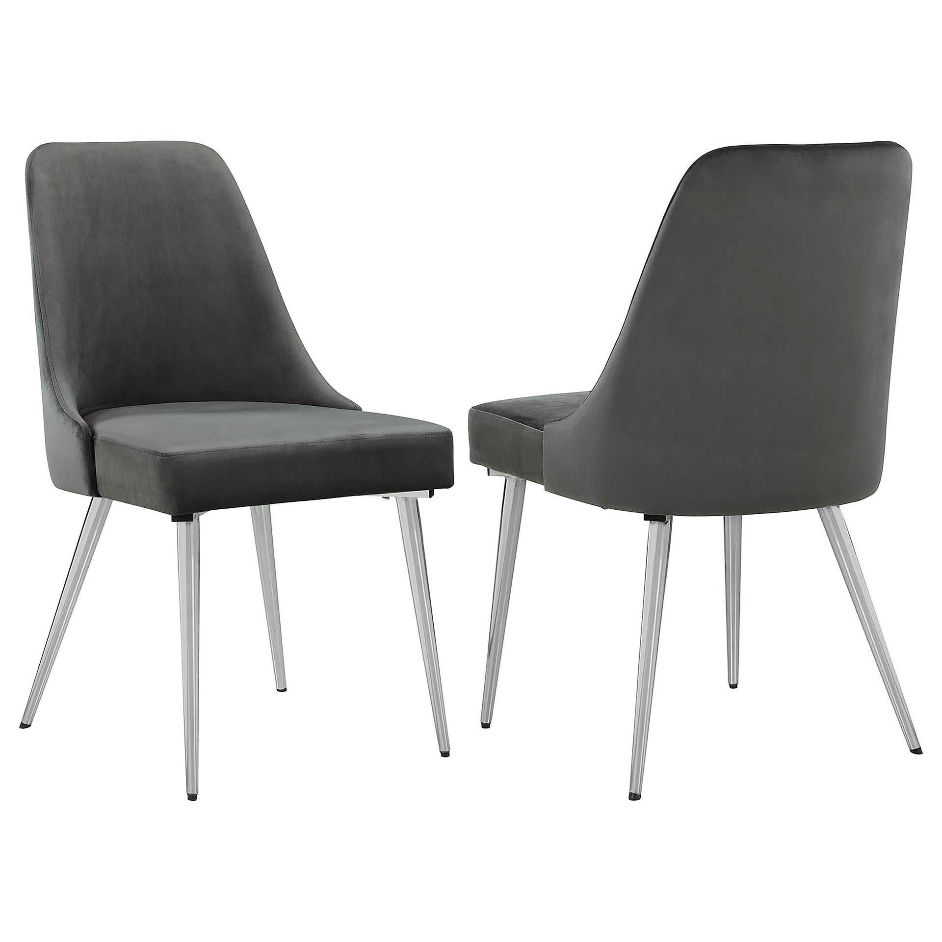 Grey and Chrome Padded Side Chair (Set of 2)