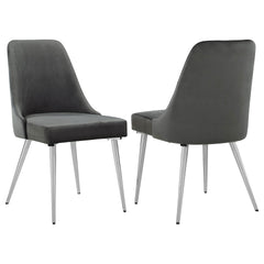 Grey and Chrome Padded Side Chair (Set of 2)