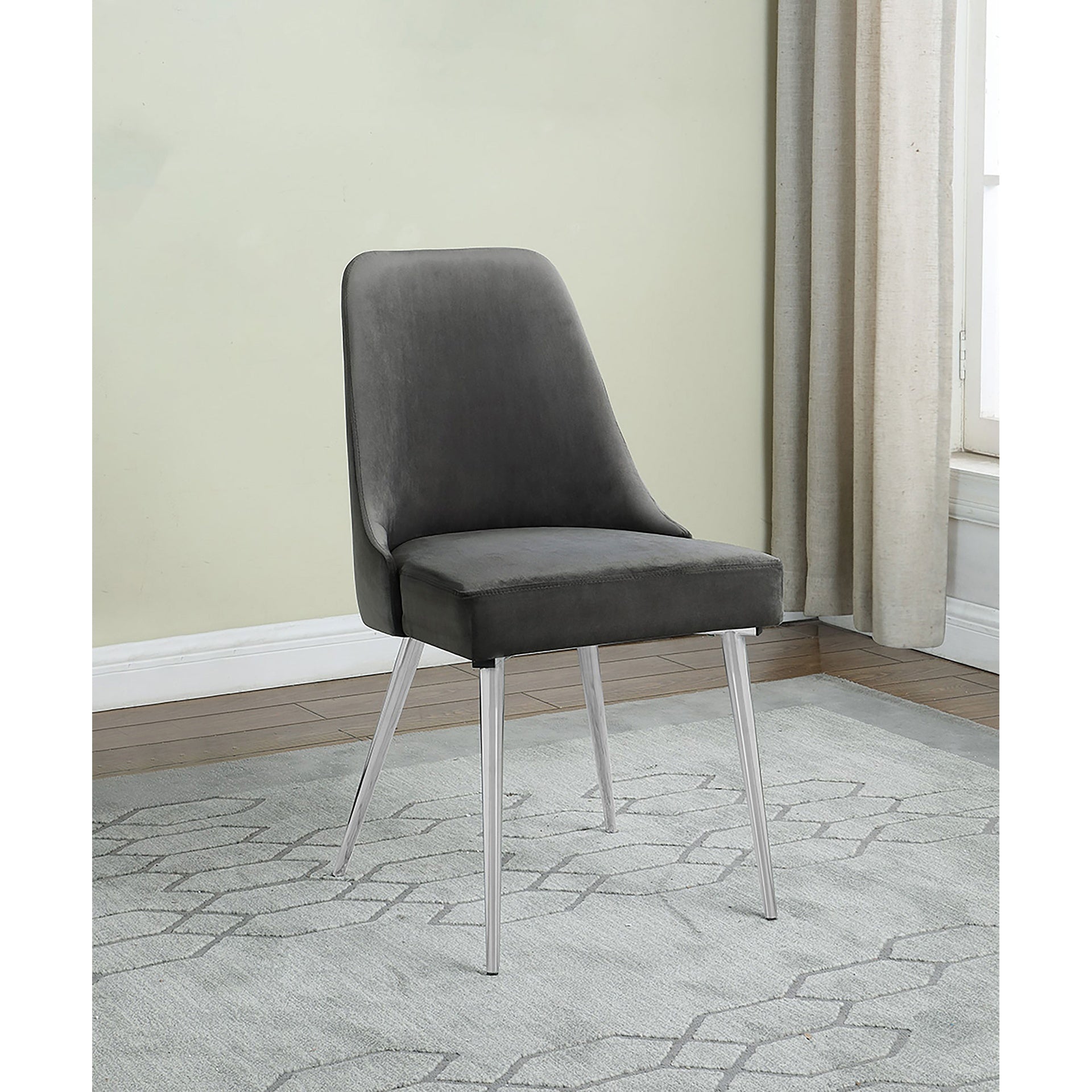Grey and Chrome Padded Side Chair (Set of 2)