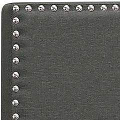 Charcoal Twin Bed with Nailhead Trim